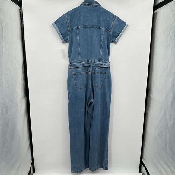 Abercrombie Fitch 90s Relaxed Denim Jumpsuit Size Large Tall LT Straight Leg New - Picture 9 of 16